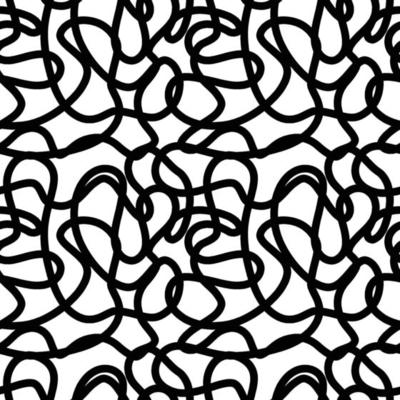 black and white maze hand drawn simple ink brush stroke seamless pattern. vector illustration for background, bed linen fabric, wrapping paper, scrapbooking