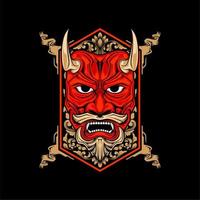 handsome japanese oni mask vector