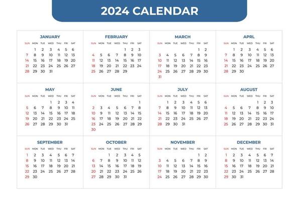 Calendar 2024 Vector Art, Icons, and Graphics for Free Download