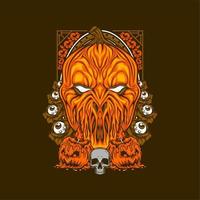 scary pumpkin head vector