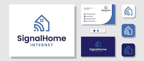 Home Signal House Technology Diseño de logotipo de seguridad de Internet inteligente con plantilla de tarjeta de visita vector