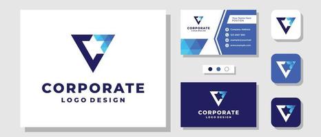 Initial Letter C Triangle Arrow Up Forward Success Logo Design with Layout Template Business Card vector