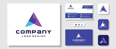 Initial Letter A Triangle Colorful Monogram Logo Design with Layout Template Business Card vector