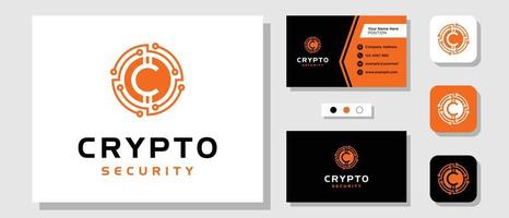 Letra inicial c crypto coin círculo de moneda digital diseño de logotipo con plantilla de diseño tarjeta de visita vector