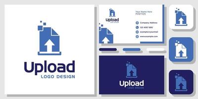 Document Upload Storage Digital Technology Logo Design With Business Card Template vector