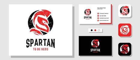 Initial Letter S Spartan Helmet Greek Ancient Knight logo design inspiration with Layout Template Business Card vector