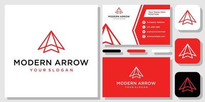 Modern Arrow Direction Up Forward Success Red logo design inspiration with Template Business Card vector