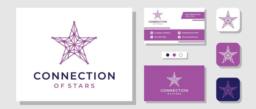 Conexión en estrella red de tecnología digital inspiración de diseño de logotipo de internet con plantilla de diseño tarjeta de visita vector
