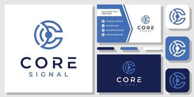 Initial Letter C Signal Technology Wifi Connection logo design inspiration with Layout Template Business Card vector