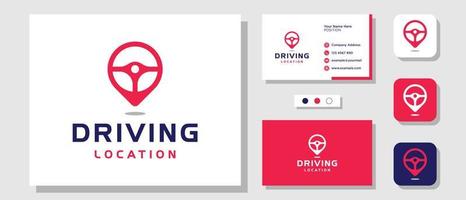 Steer Location Map Pin Car Driver Navigation Find Logo Design with Layout Template Business Card vector