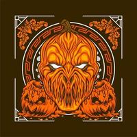 scary pumpkin head vector