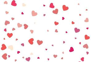 Red and pink flying hearts isolated on white background. vector