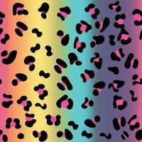 Colorful leopard seamless pattern. Claassic rainbow colored gradient background. vector