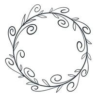 Decorative border ornament with monograms and leaves in dboodle style vector