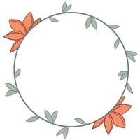 Natural beautiful wreath with flowers and leaves in doodle style vector