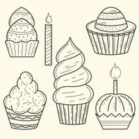 Doodle conjunto de tortas y pasteles vector