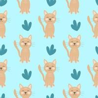 Cute cats seamless baby pattern vector