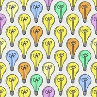 Different color lightbulb seamless pattern doodle style vector