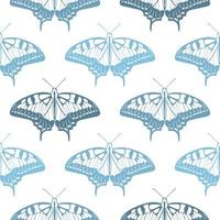 Blue butterflies seamless pattern vector