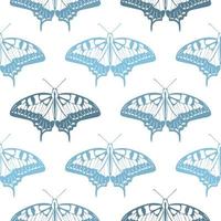 Blue butterflies seamless pattern vector