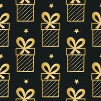 Gold gifts pattern seamless vector