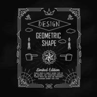 Set of vintage geometric shape border elements with frame corner badge line art deco vector