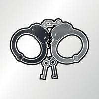 vector illustration of a pair of handcuffs with keys with shiny gradient color