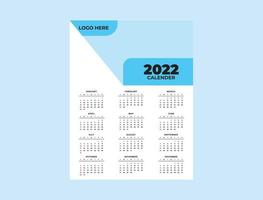 One Page 2022 Calendar Design Template, Editable file vector