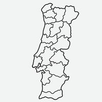 Doodle dibujo a mano alzada del mapa de portugal. vector