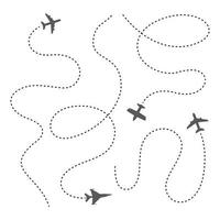 Plane line path airplane directional pathway map vector graphic