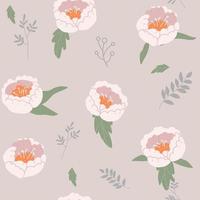 Beautiful hand-drawn bouquet of pink peonies. doodle flower. Vector illustration. Peony seamless pattern. Floral background. Endless pattern of flowers.
