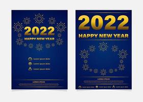 Plantilla de volante de celebración de año nuevo azul y dorado vector