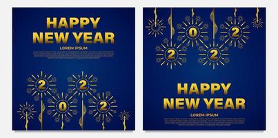 celebración de año nuevo azul y dorado b publicación en redes sociales vector