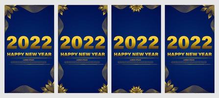 blue and gold new year celebration bsocial media stories vector