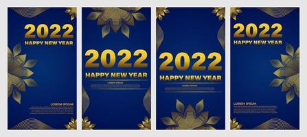 blue and gold new year celebration bsocial media stories vector