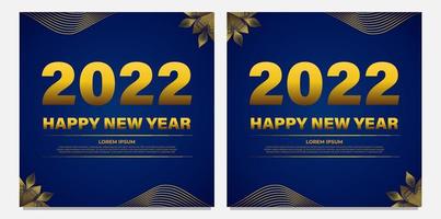 blue and gold new year celebration bsocial media post vector