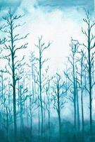 mystical forest paintings in watercolors. Natural landscapes are painted for backgrounds, prints, room decorations, natural designs, etc. photo