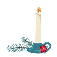 Christmas candle on a stand with a handle vector