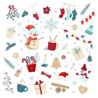 A large Christmas collection of items vector