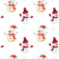 Seamless pattern of cute snowmen vector