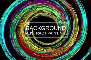 Black background with colorful circular brush strokes. template vector design