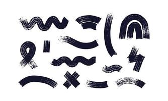 set of line hand drawn of different styles, lines created with scratches form unique symbols for illustrator vector brushes photo