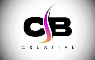 CB Letter Logo Design with Creative Shoosh and Modern Look vector