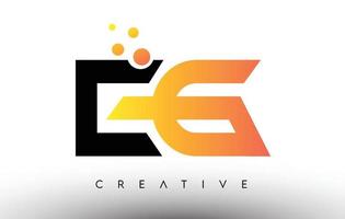 EG Black Orange Letter Logo Design. EG Icon with Dots and Bubbles Vector Logo