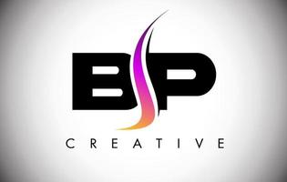 Diseño de logotipo de letra bp con shoosh creativo y aspecto moderno. vector