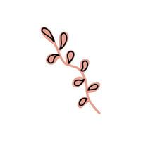 Pink plant isolated on white background. Doodle illustration. Vector illustration.