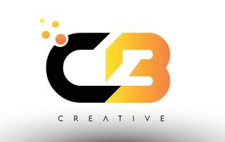 CB Black Orange Letter Logo Design. CB Icon with Dots and Bubbles Vector Logo