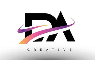 DA Logo Letter Design Icon. DA Letters with Colorful Creative Swoosh Lines vector