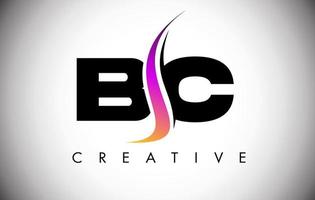 BC Letter Logo Design with Creative Shoosh and Modern Look vector