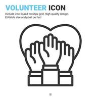 Volunteer icon vector with outline style isolated on white background. Vector illustration voluntary sign symbol icon concept for business, finance, industry, company, apps, web and project